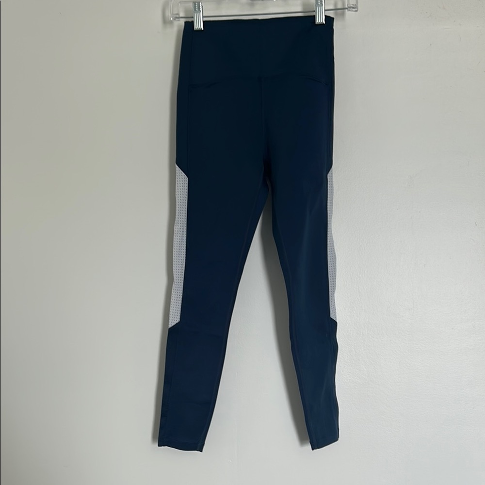 Zyia Navy Blue Leggings with White Accents